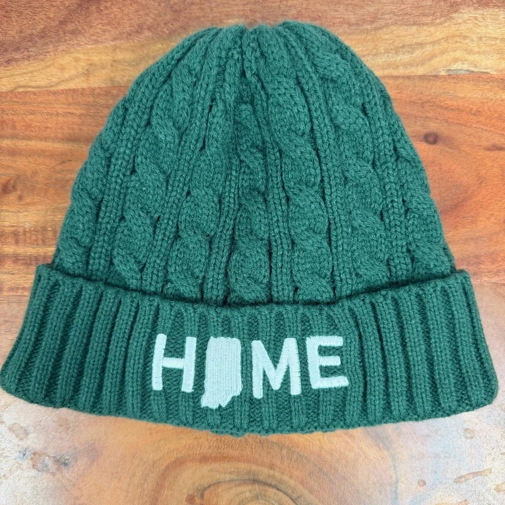 Green‎ Indiana HOME CABLE KNIT Beanie Hat Adult Unisex